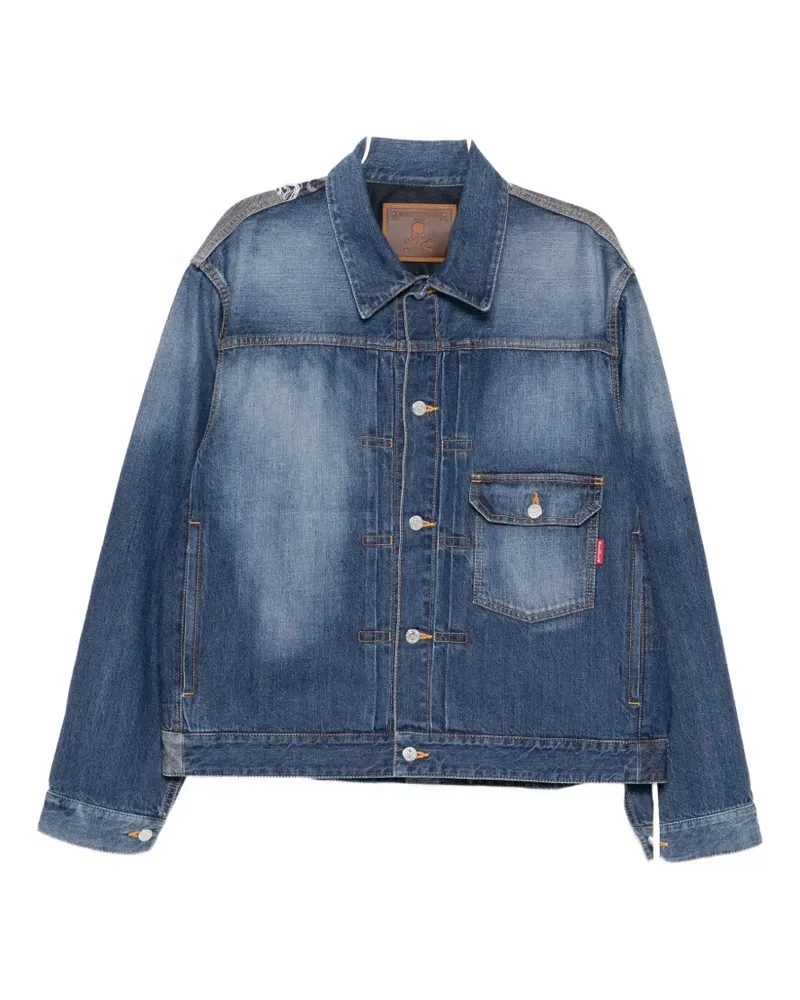 Mastermind World patchwork jacquarded denim jacket - Schwarz Schwarz