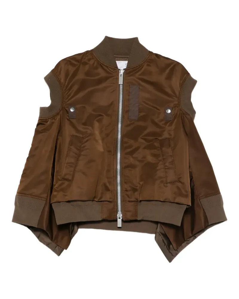 Sacai cut-out zipped bomber gilet - Braun Braun