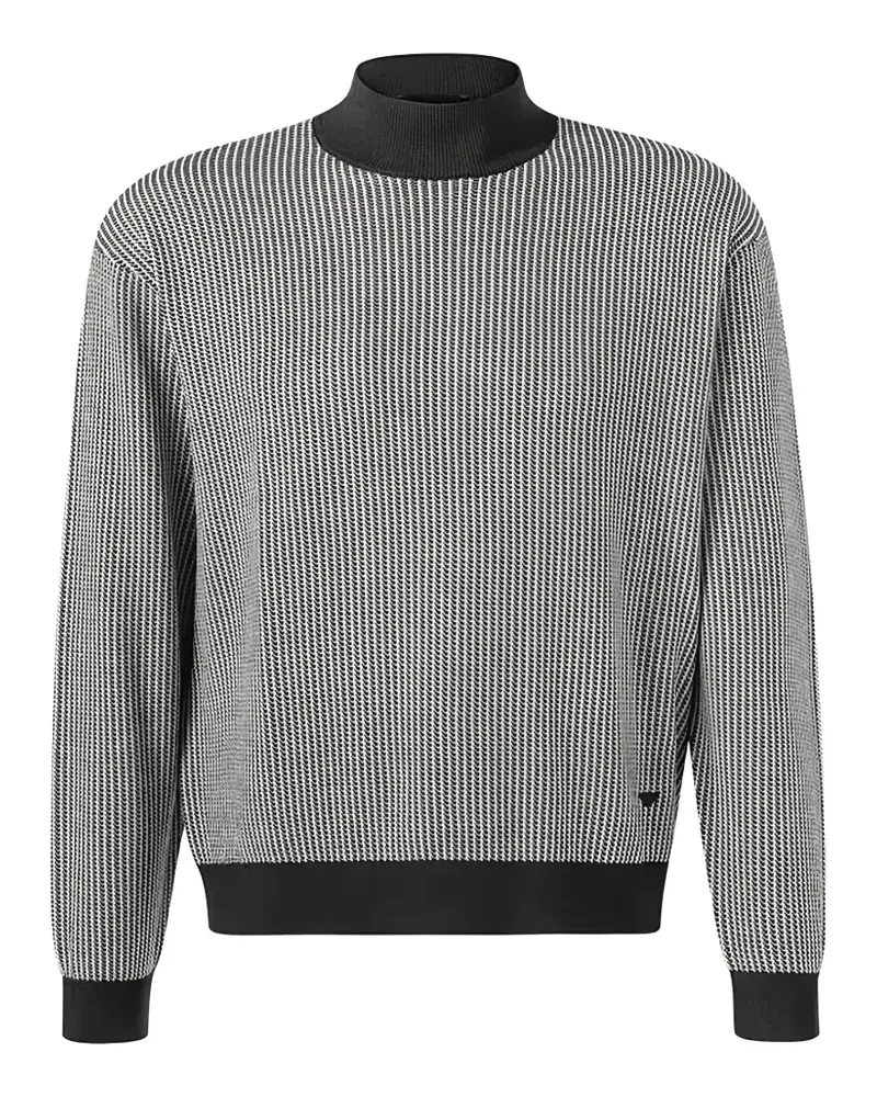 Emporio Armani Gestreifter Pullover mit Stehkragen - Weiß Weiß