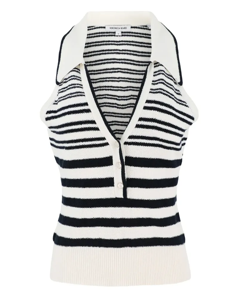 Veronica Beard Gestreiftes Tanktop mit Polokragen - Nude Nude