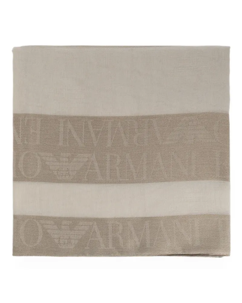 Emporio Armani Ausgefranster Schal mit Jacquard-Logo - Nude Nude