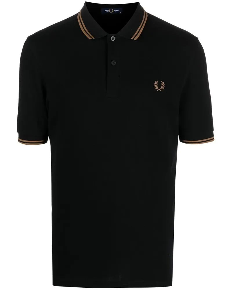 Fred Perry Poloshirt mit Logo-Stickerei - Schwarz Schwarz