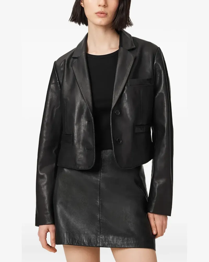 AllSaints cropped leather jacket - Schwarz Schwarz