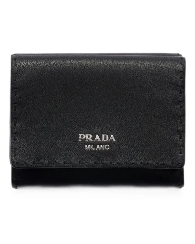 Prada Kleines Portemonnaie aus antikem Leder - Schwarz Schwarz