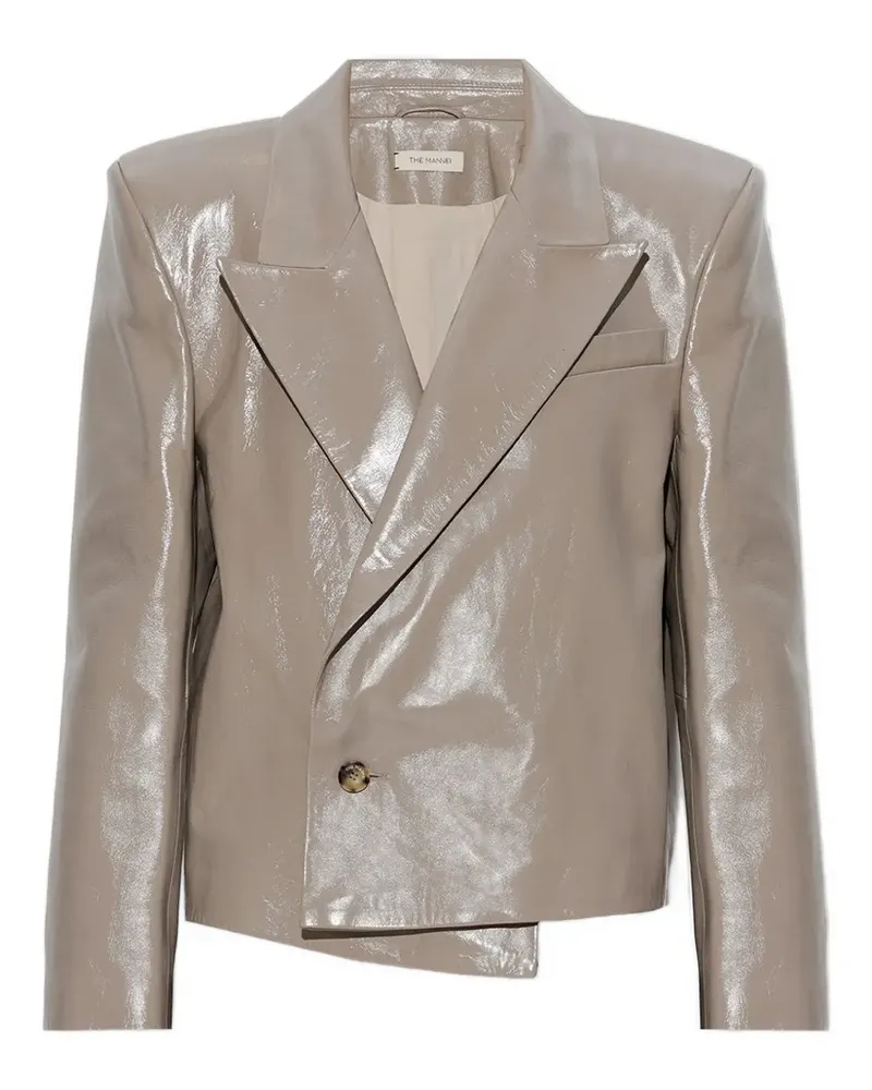 THE MANNEI asymmetric leather jacket - Grau Grau