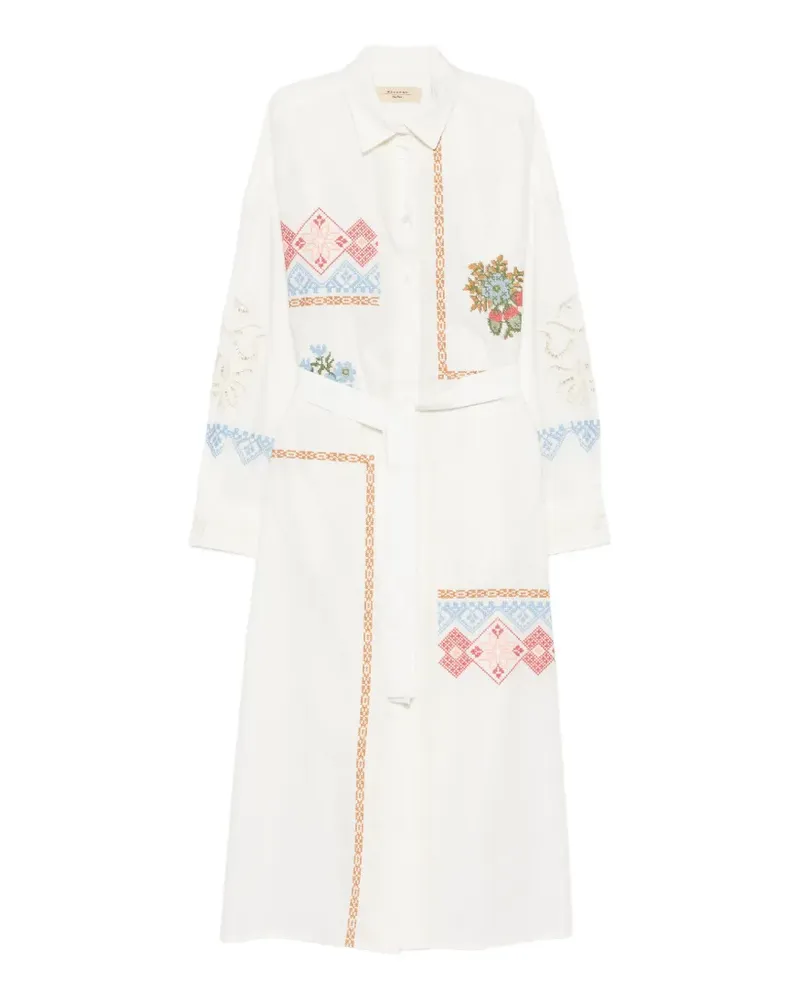 Max Mara Wkdgru floral-embroidered midi dress - Weiß Weiß