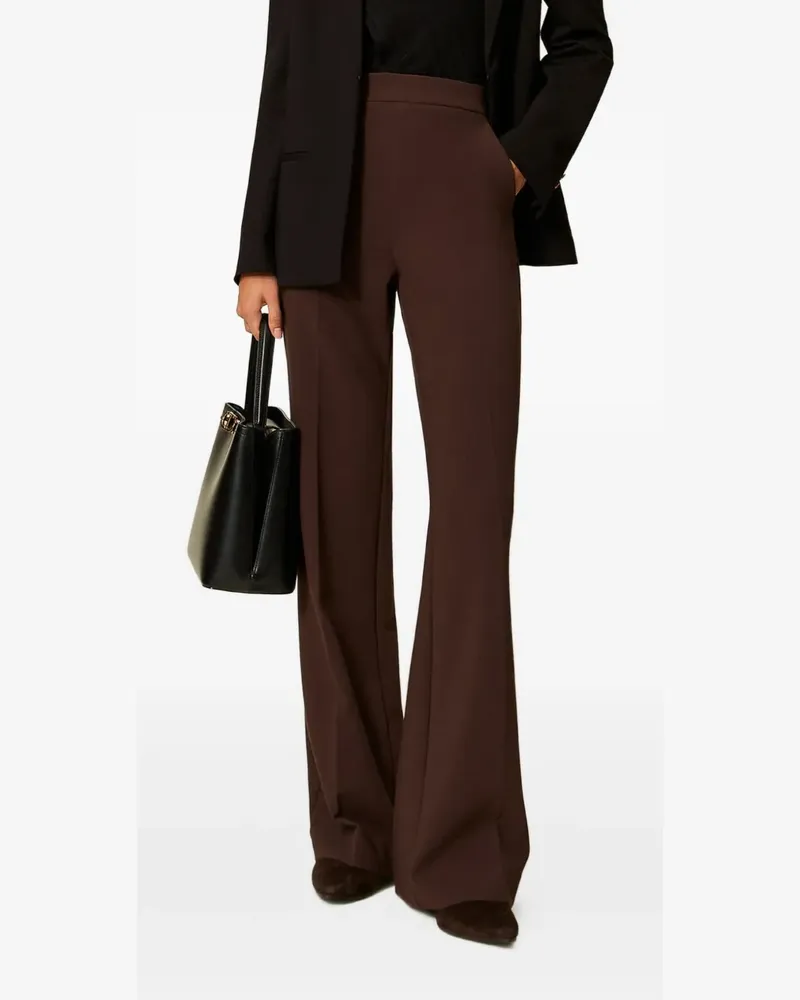Twin-Set Ausgestellte High-Waist-Hose - Braun Braun