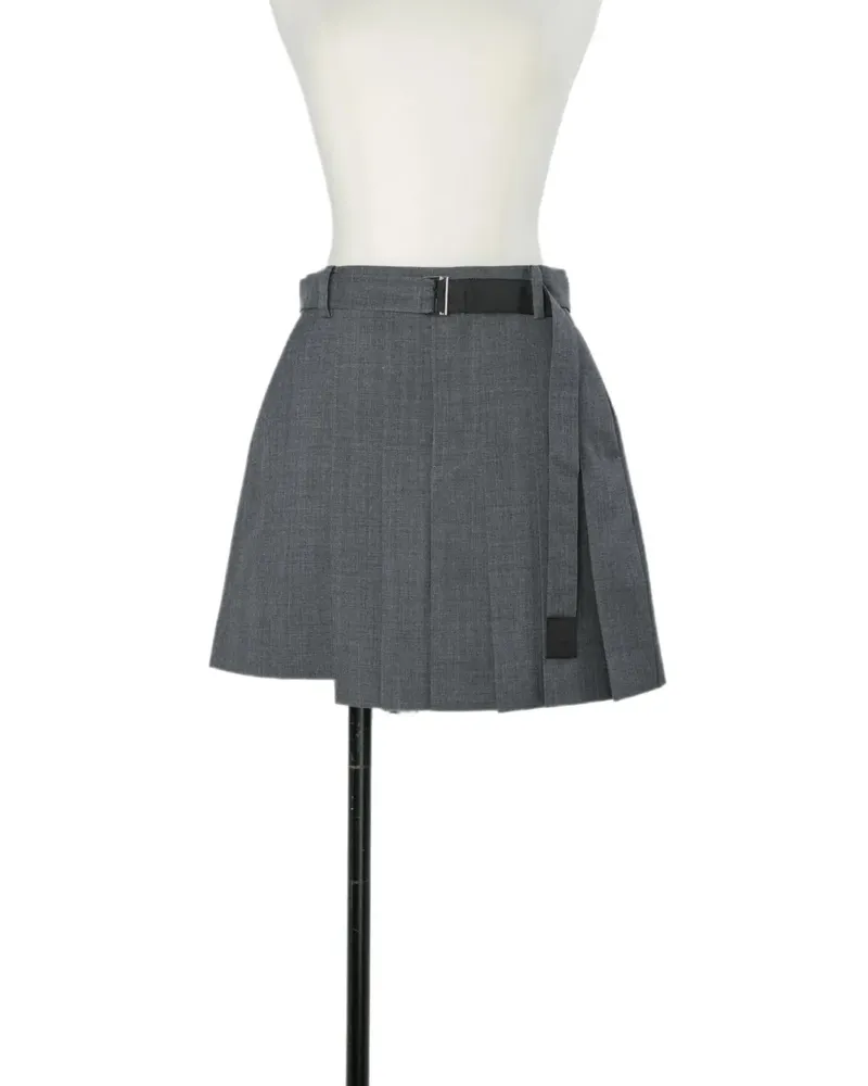 Sacai belted pleated shorts - Grau Grau