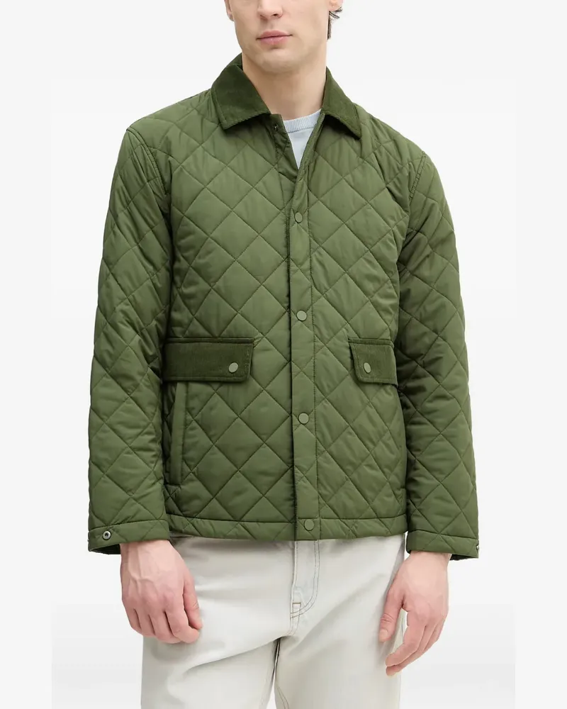 Benetton quilted corduroy-collar jacket - Grün Grün