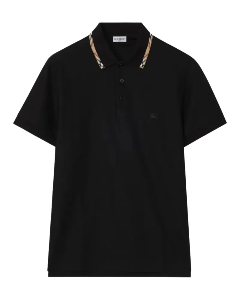 Burberry Poloshirt mit kariertem Kragen - Schwarz Schwarz
