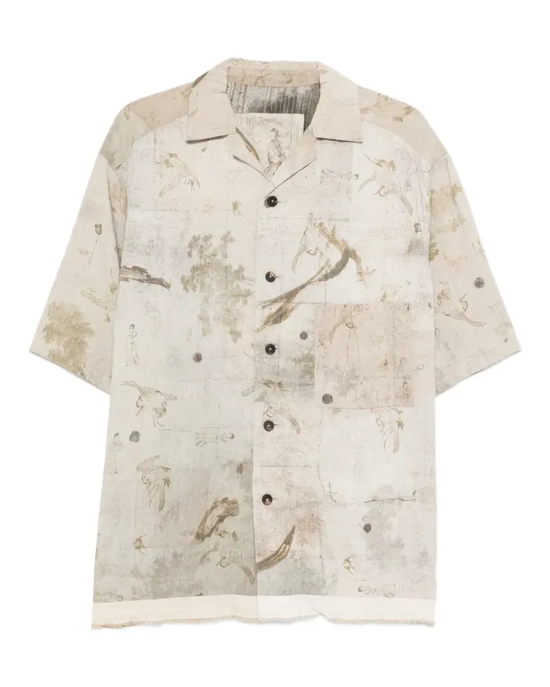 Ziggy Chen buttoned print shirt - Nude Nude
