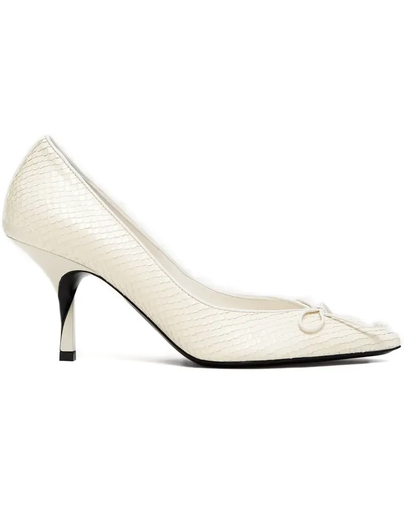 Jacquemus snakeskin bow pumps - Nude Nude