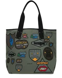 Sacai Tote Bag mit Patches Grün