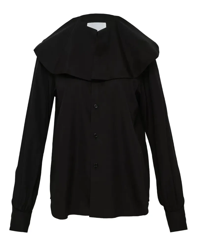 Noir Kei Ninomiya wide-collar cotton shirt - Schwarz Schwarz