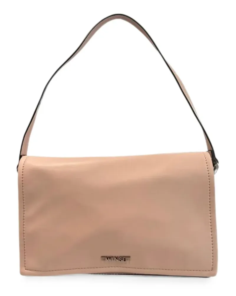 Twin-Set Schultertasche mit Logo-Schild - Nude Nude