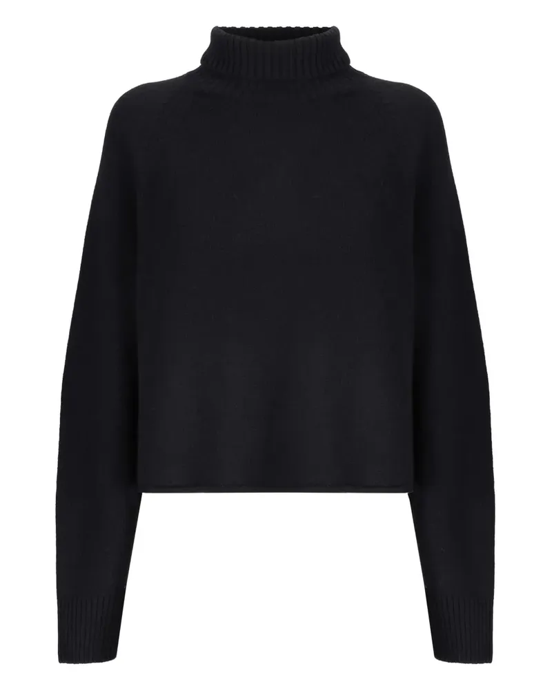 Laneus Rollkragenpullover mit Raglanärmeln - Schwarz Schwarz