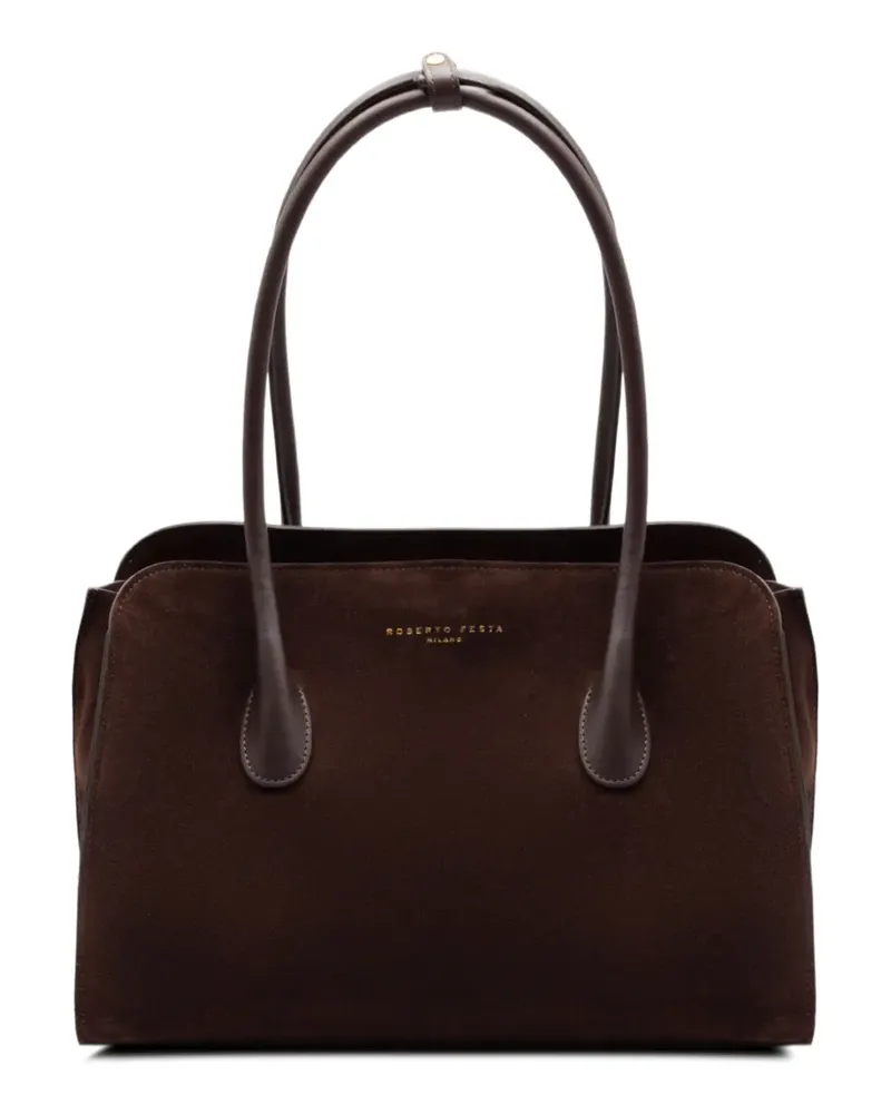 FESTA Milano medium Zeta suede tote bag - Braun Braun