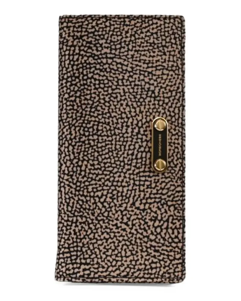 Borbonese OP Naturale logo-plaque wallet - Braun Braun