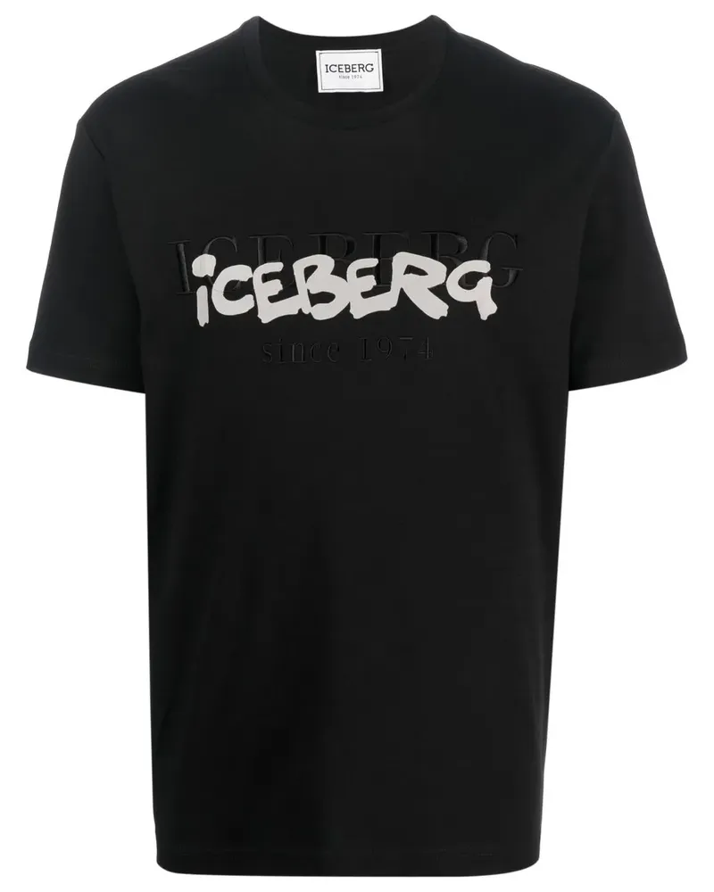 Iceberg T-Shirt mit Logo-Print - Schwarz Schwarz