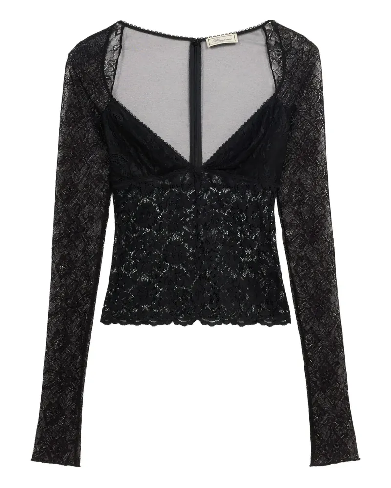 Blumarine Oberteil mit Spitzeneinsatz - Schwarz Schwarz