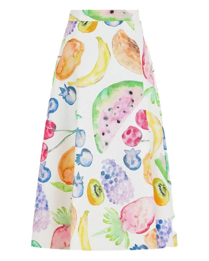 Rosie Assoulin Midirock mit Früchte-Print - Weiß Weiß