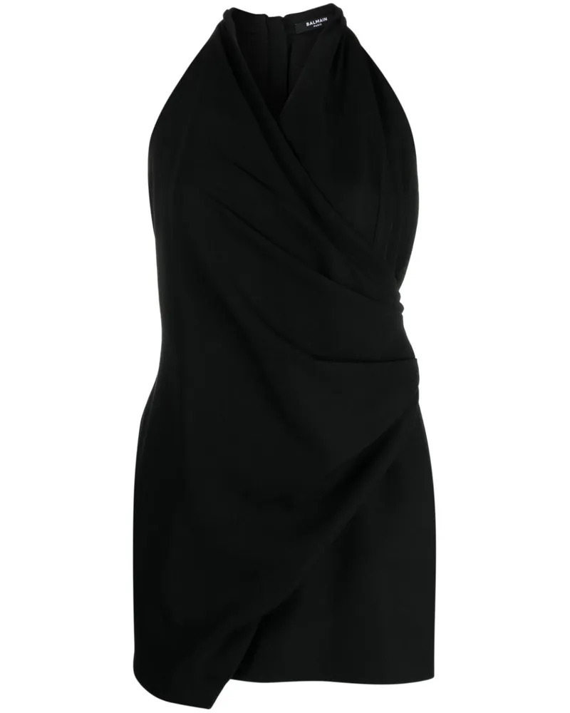Balmain Drapiertes Midikleid - Schwarz Schwarz