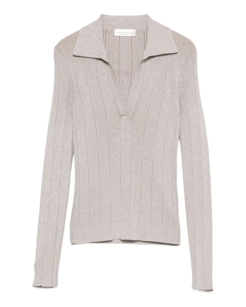 Roberto Collina ribbed metallic-thread top - Nude Nude