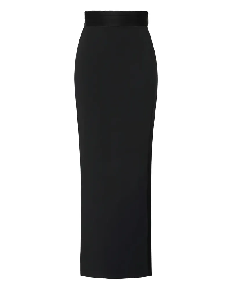 Elisabetta Franchi Langer Rock mit Satindetail - Schwarz Schwarz