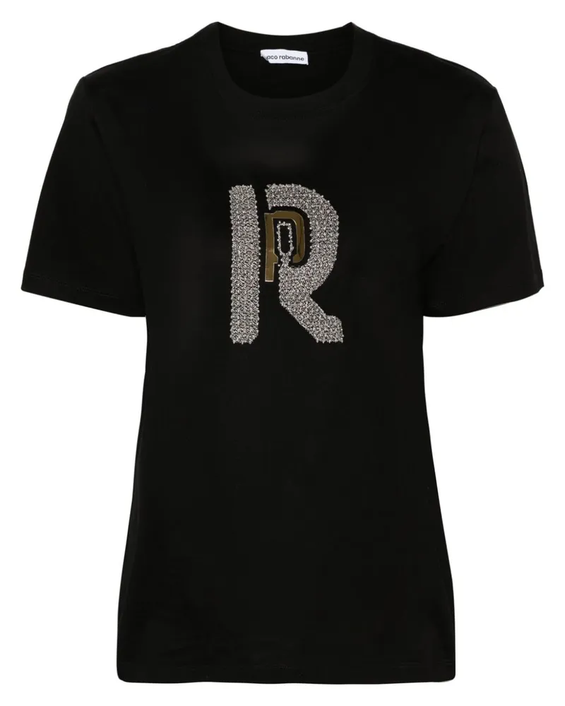 Paco Rabanne T-Shirt mit Perlen - Schwarz Schwarz