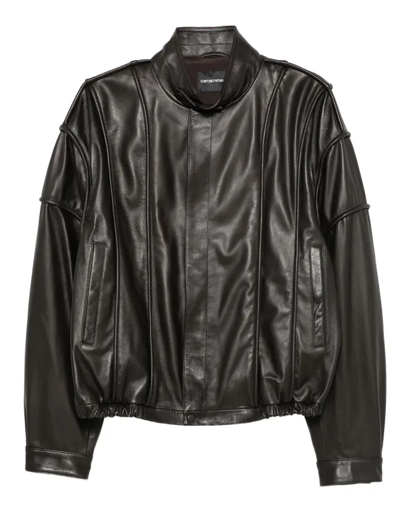 Emporio Armani Lederjacke mit Kontrasteinsätzen - Braun Braun