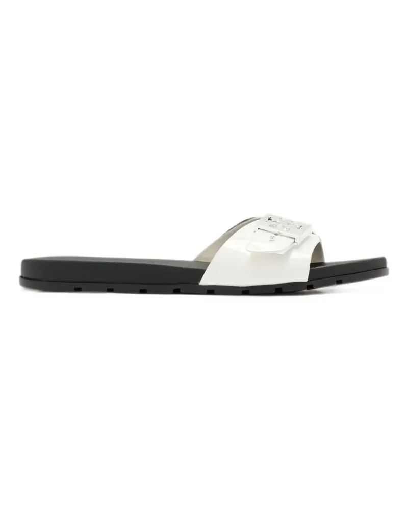 Tory Burch Mellow logo-plaque patent sandals - Weiß Weiß
