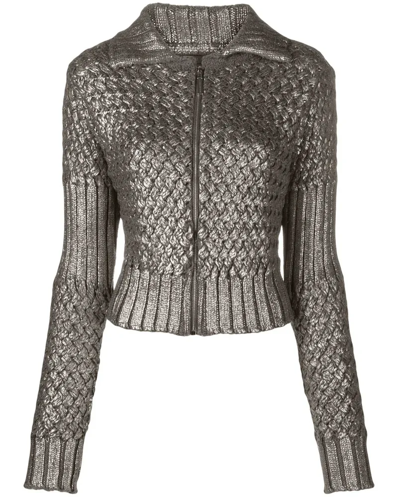 Alberta Ferretti Metallischer Cardigan - Grau Grau