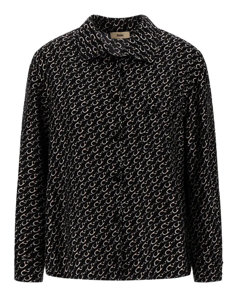Herno Seidenhemd mit grafischem Print - Schwarz Schwarz