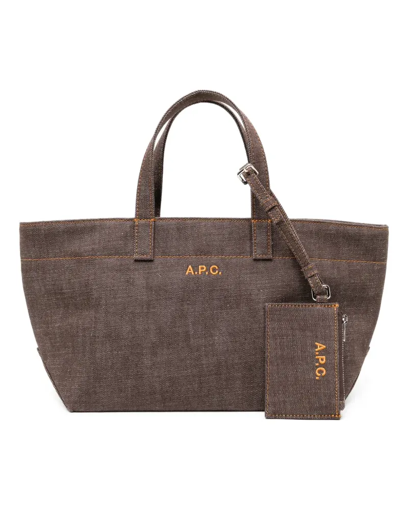 A.P.C. Tote Bag mit Logo-Stickerei - Braun Braun