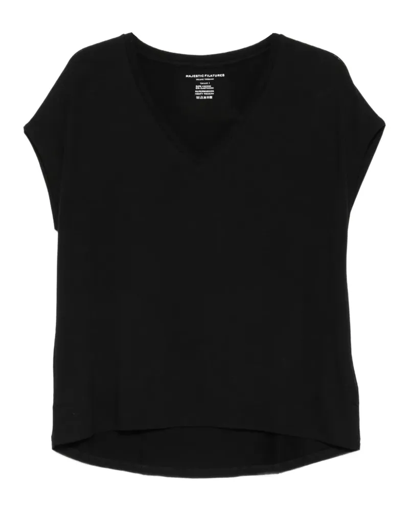 Majestic V-neck short-sleeve T-shirt - Schwarz Schwarz
