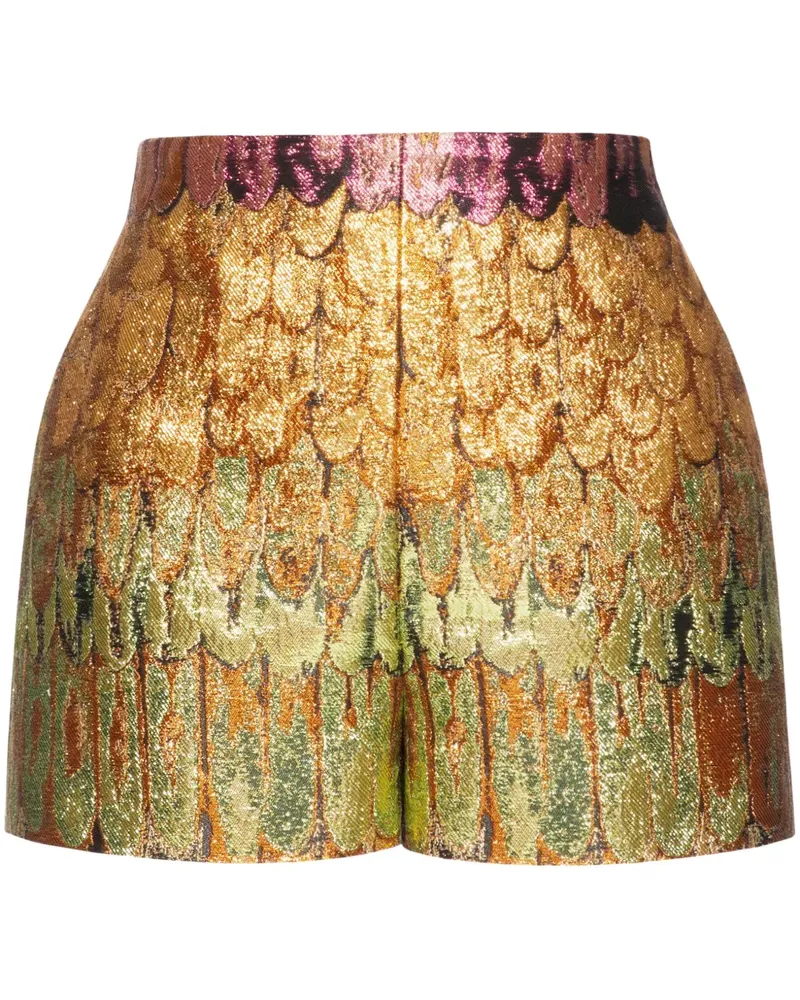 Valentino Garavani Golden Wings Shorts im Metallic-Look Gold