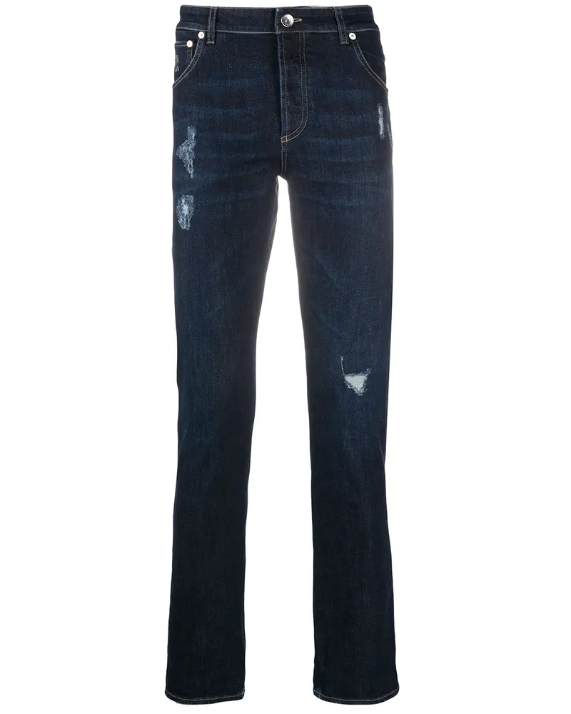 Brunello Cucinelli Halbhohe Skinny-Jeans - Blau Blau