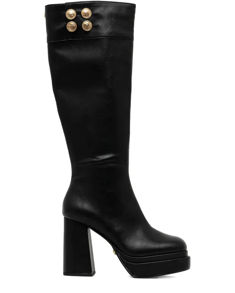 Buffalo 110mm May platform button boots - Schwarz Schwarz