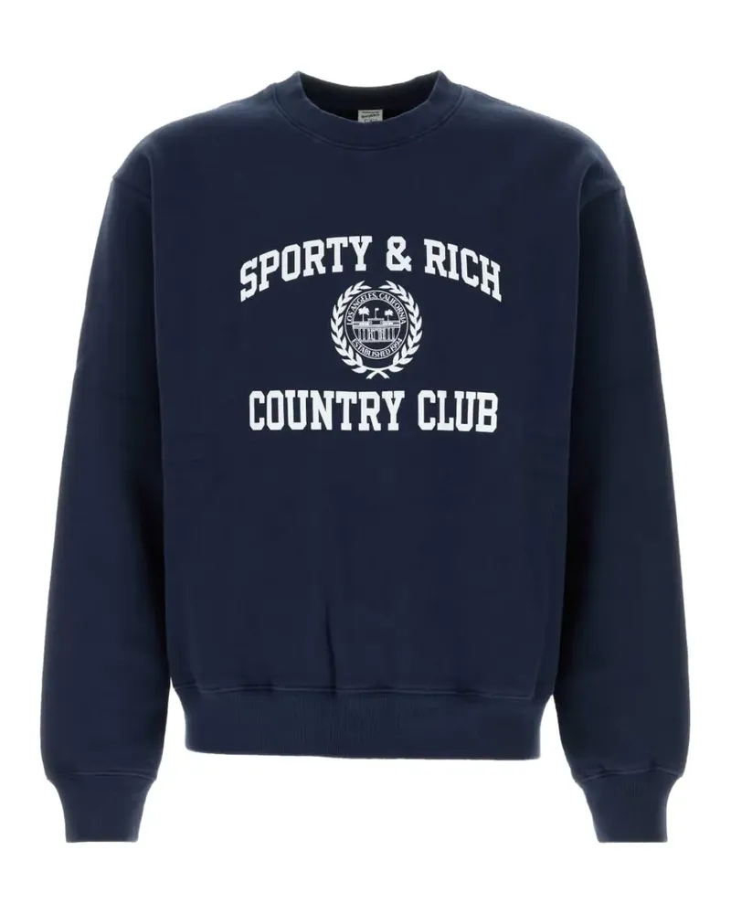 SPORTY & RICH logo-print cotton sweatshirt - Blau Blau