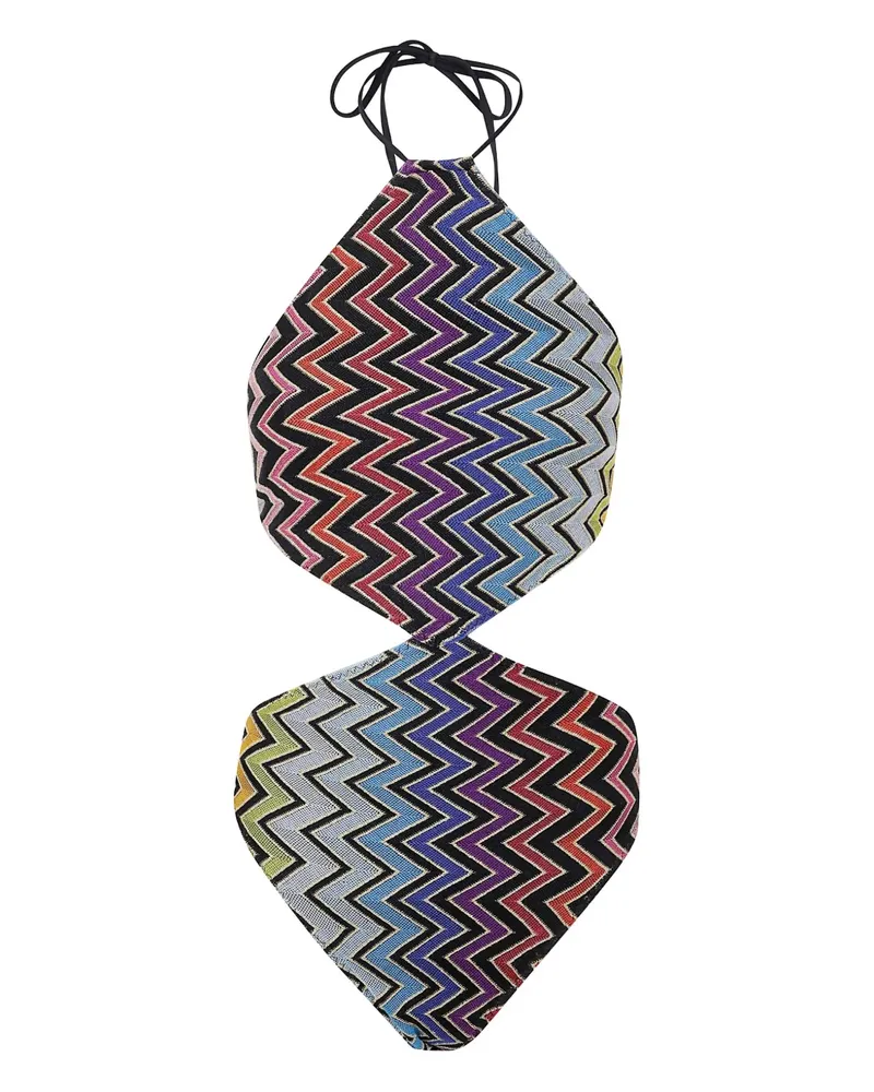Missoni Neckholder-Badeanzug mit Zickzackmuster - Schwarz Schwarz