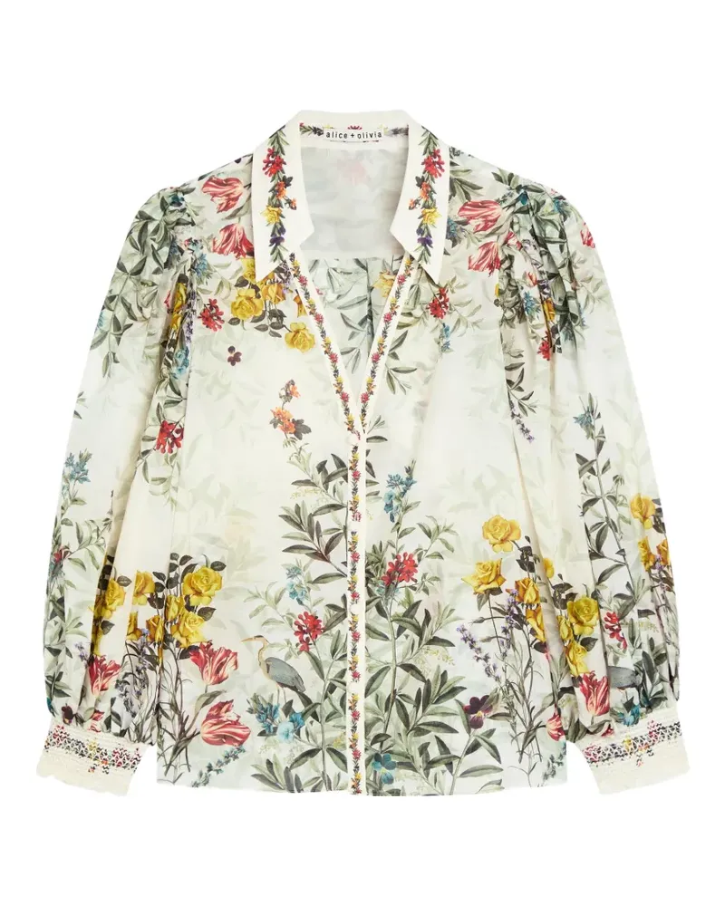 Alice + Olivia Charis Bluse mit Blumenprint - Weiß Weiß