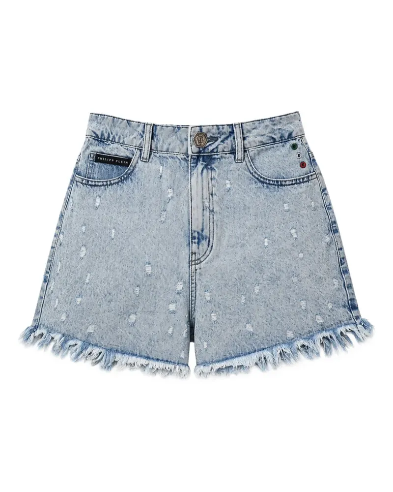 Philipp Plein Ungesäumte Shorts im Distressed-Look - Blau Blau