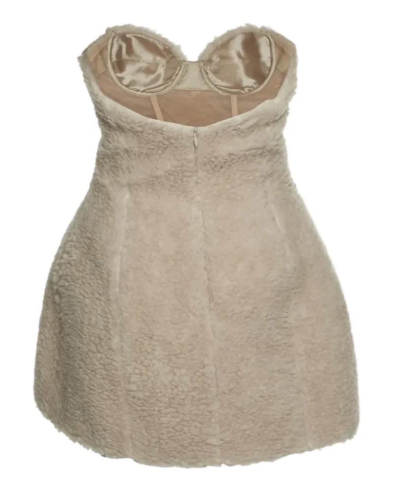 Giuseppe di Morabito strapless shearling mini dress - Nude Nude