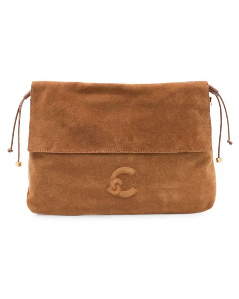 Coccinelle medium Lidia suede logo-embossed shoulder - Braun Braun