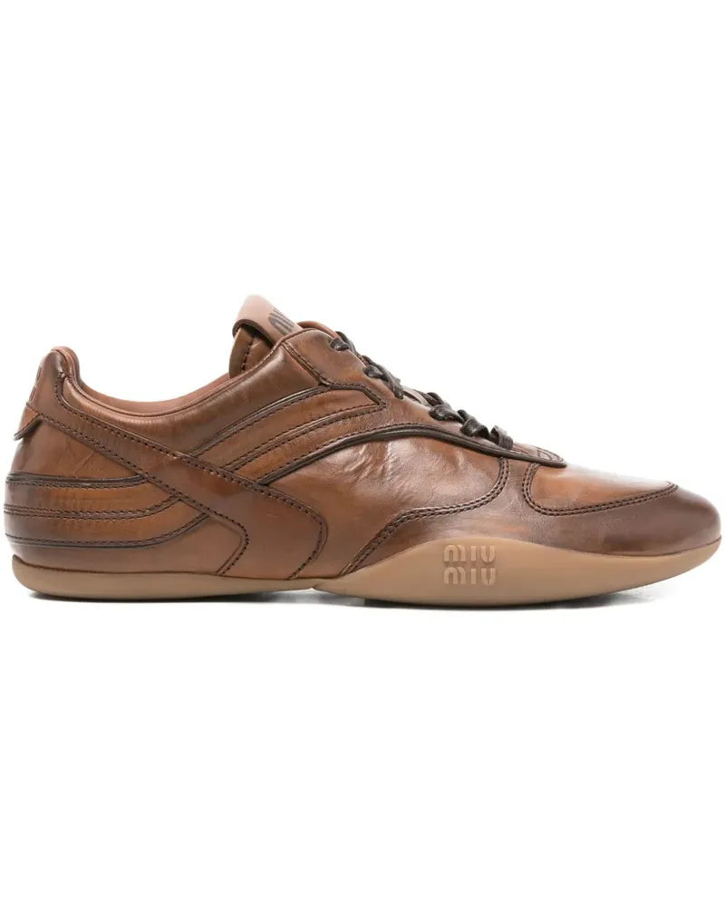 Miu Miu leather sneakers - Braun Braun