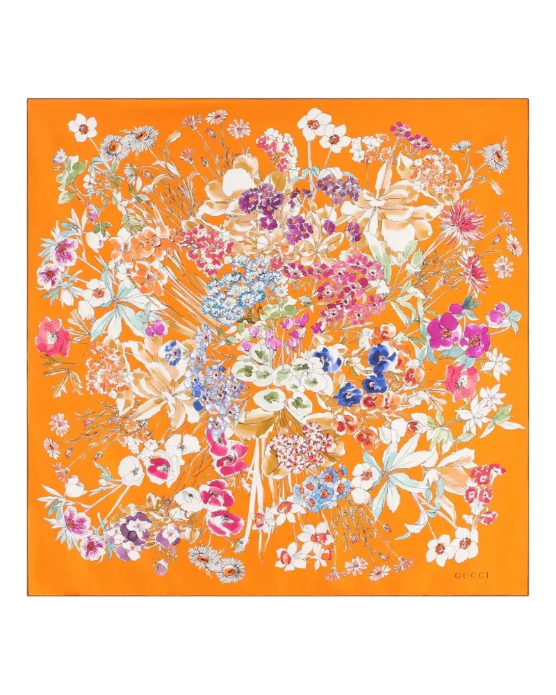 Gucci Schal aus Seide mit Blumenmuster - Orange Orange