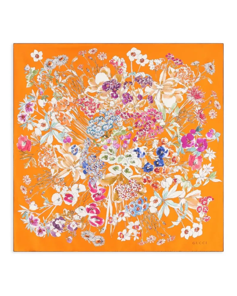 Gucci Schal aus Seide mit Blumenmuster - Orange Orange