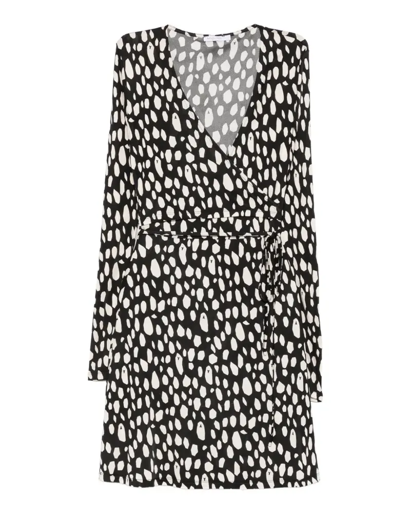 Patrizia Pepe Gewickeltes Minikleid mit Print - Schwarz Schwarz