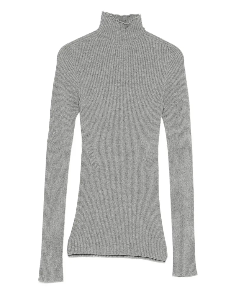 SOLOTRE Gerippter Pullover - Grau Grau