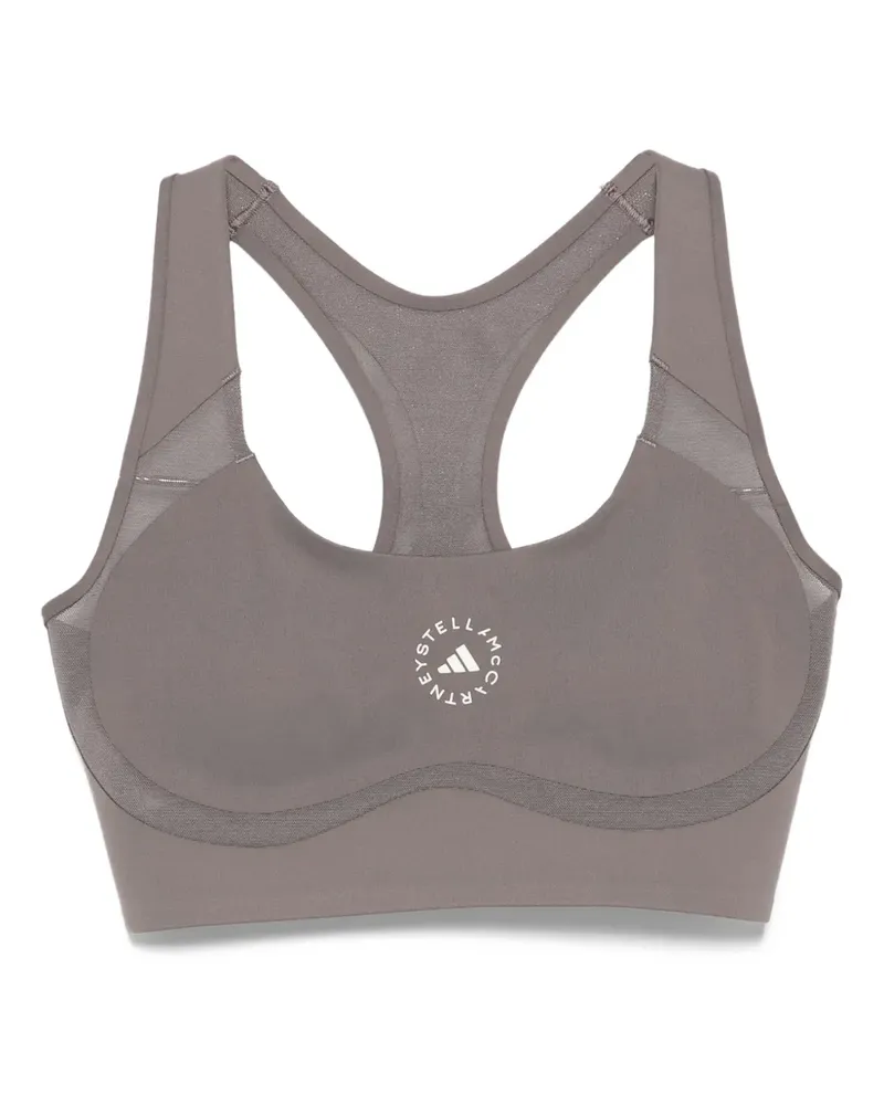 adidas logo-print racer-back sport bra - Grau Grau